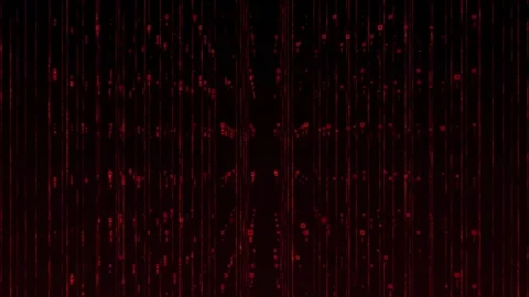 Abstract Aesthetic Falling Glowing Grid Lines Dots Red Background 4K HD Video stock 294993312