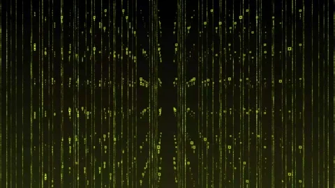 Abstract Aesthetic Falling Glowing Grid Lines Dots Yellow Background 4K HD Stock Footage 294993334
