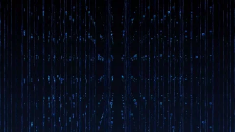 Abstract Aesthetic Falling Glowing Grid Lines Dots Blue Background 4K HD Stock Footage 294993336