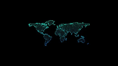 Abstract Aesthetic Glowing Grid Map Animation Dark Blue Background 4K HD Stock Footage 295381767