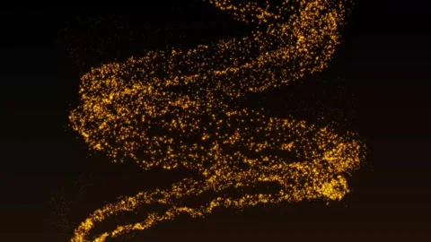 Abstract Aesthetic Glowing Wavy Shaped Gold Particle Balls 4K HD Stock Footage 295115353