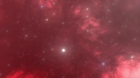 Abstract After Effects  of a Red Cosmic Nebula Stockbeeldmateriaal 338185481