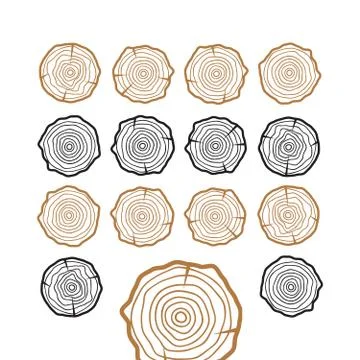 Abstract age annual circle tree background. Tree rings vector set Stock Illustration