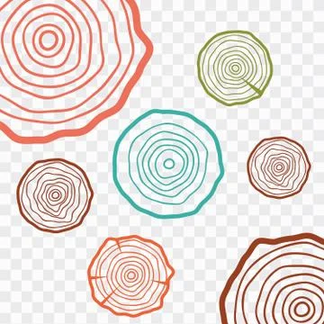Abstract age annual circle tree background. Tree rings set Stock Illustration