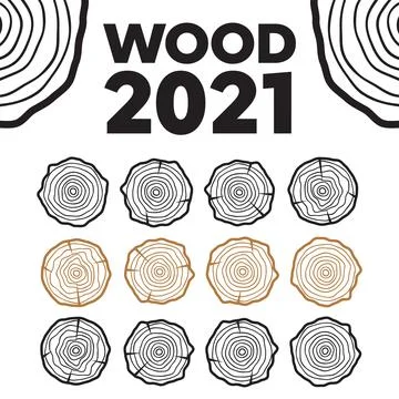 Abstract age annual circle tree background. Tree rings vector set Stock Illustration