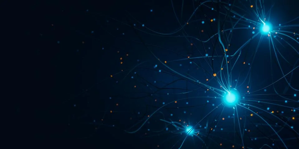 Abstract AI Brain Network Background Stock Illustration