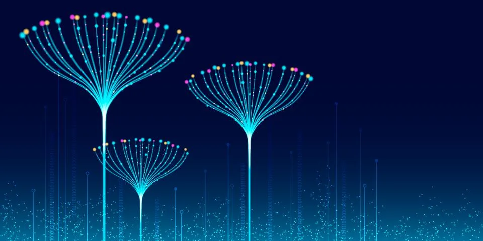 Abstract ai data flow background, neural lines Illustrazione stock
