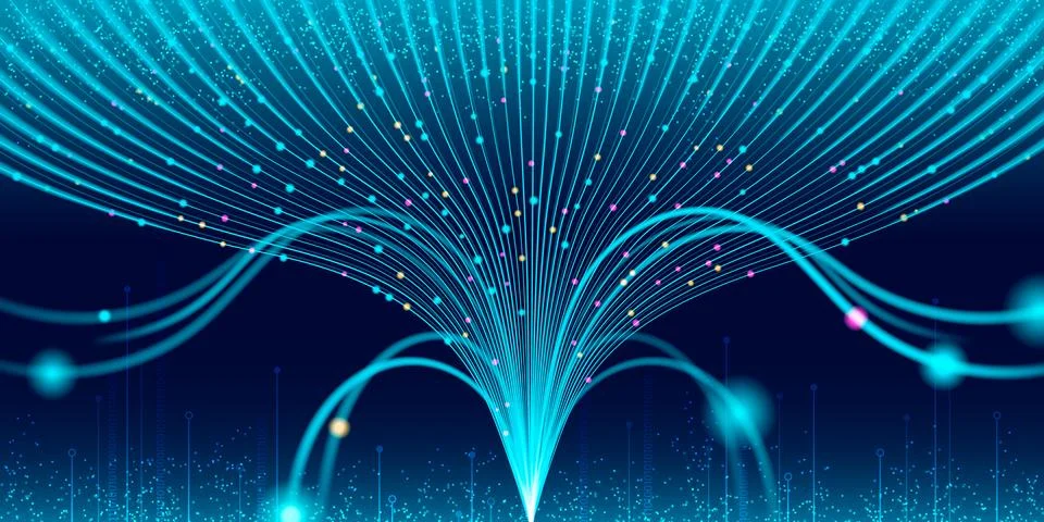 Abstract ai data flow background, neural lines Illustrazione stock