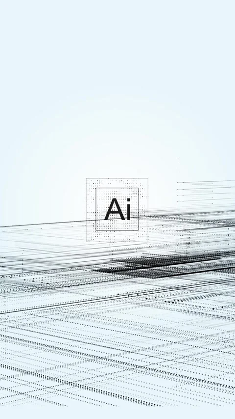 Abstract AI Data Grid with Minimal Line Network Design Stock Footage 333857988