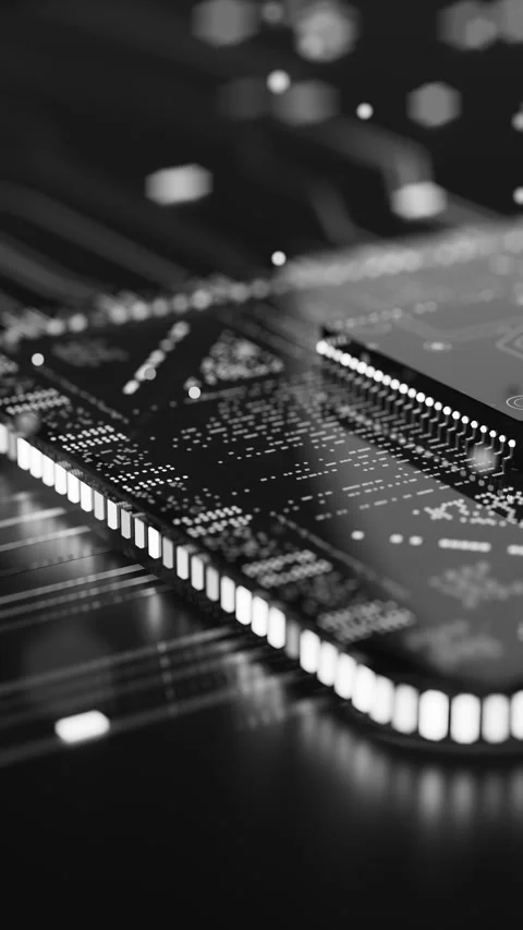 Abstract AI microchip with glowing circuits Stock Footage 341883309