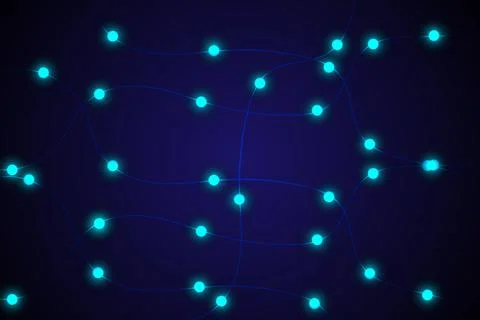 Abstract AI Network Background with Glowing Nodes and Digital Connections Illustration