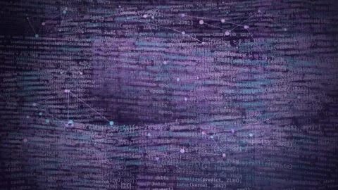 Abstract AI Neural Network Code Background in Purple and Blue 스톡 동영상 335359308