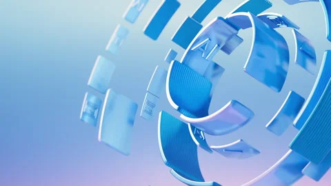 Abstract AI Technology Background with Blue Digital Shapes Stock Footage 327715488