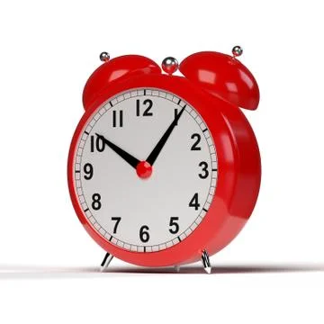 Abstract alarm clock on white background. 3D rendering. Stock Illustration