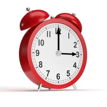 Abstract alarm clock on white background. 3D rendering Illustrazione stock