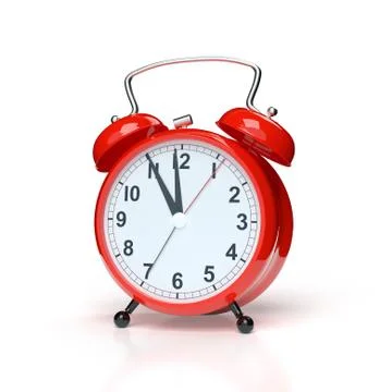 Abstract alarm clock on white background. 3D rendering. Stock Illustration