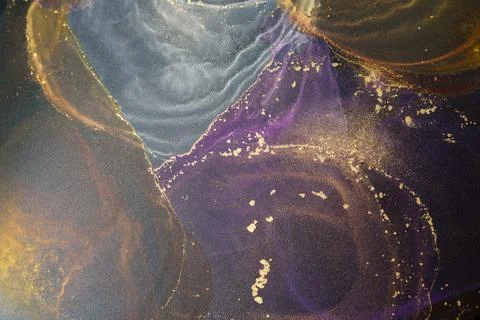 Abstract alcohol ink background on black Stock Photos