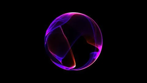Abstract alien sphere made of wavy gradient shapes and lines, in neon purpl.. 스톡 일러스트