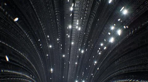 Abstract Alien Surface Glittering Space Tunnel Stock Illustration