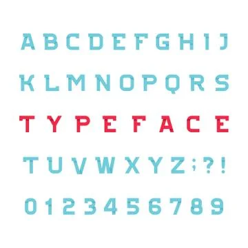 Abstract alphabet font. Effect type letters and numbers on white background Stock Illustration