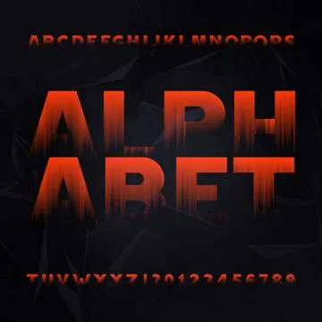 Abstract alphabet font. Type letters and numbers on a dark polygonal background. Stock Illustration