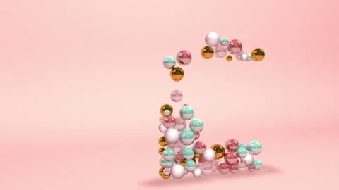 Abstract alphabet letter E with beads pearls balls on pink background animation  Stock Footage 143856248