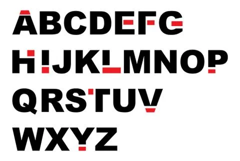 Abstract alphabet with red pattern Stock Illustration