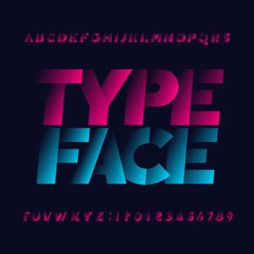 Abstract alphabet typeface. Bold type letters and numbers on a dark background. Stock Illustration