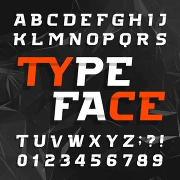 Abstract alphabet typeface. Oblique type letters and numbers. Stock Illustration