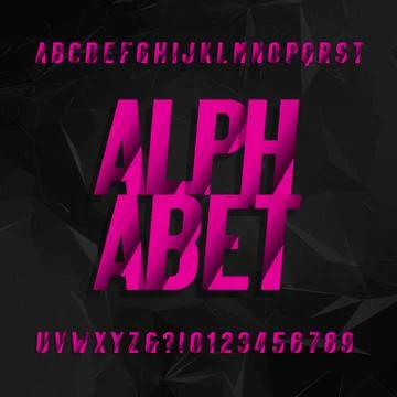 Abstract alphabet typeface. Oblique type letters and numbers. Stock Illustration
