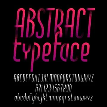 Abstract alphabet typeface. Oblique type letters and numbers. Stock Illustration