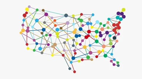 Abstract american network with map and link Stock Footage 141429637