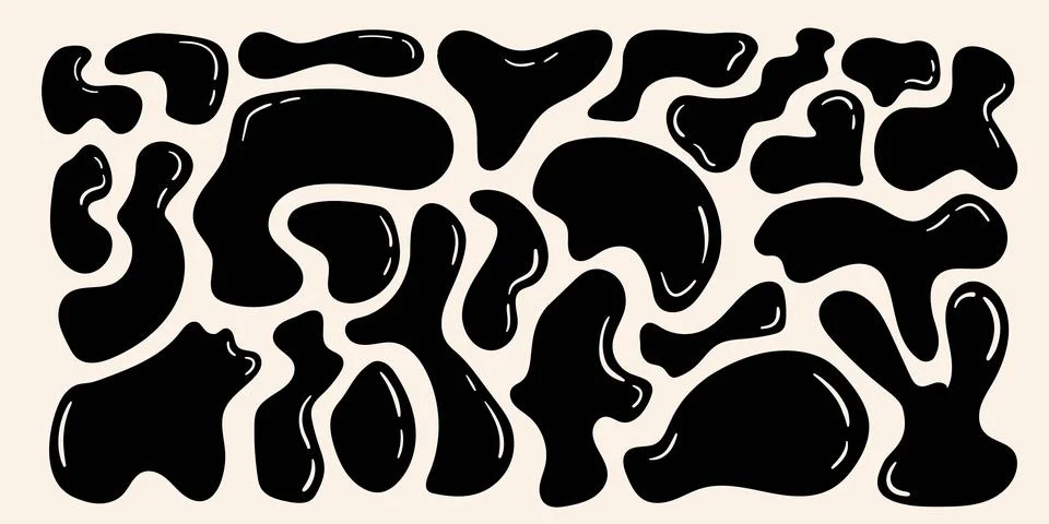 Abstract amoeba bubble shape elements set. Stock Illustration