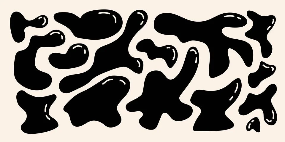 Abstract amoeba bubble shape elements set. Illustrazione stock