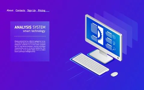 Abstract analytics system isometric illustration. Illustrazione stock
