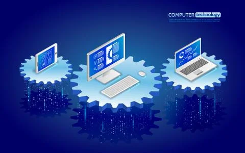 Abstract analytics system isometric illustration. Stock Illustration