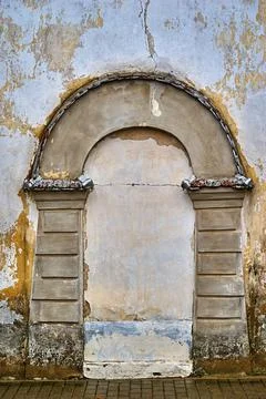 Abstract ancient shape of the arch on the wall Stock Photos