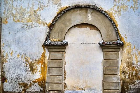 Abstract ancient shape of the arch on the wall Stock Photos
