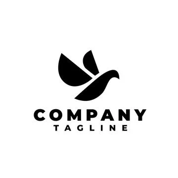 Abstract and bold flying bird logo design. Flying bird silhouette Stock Illustration