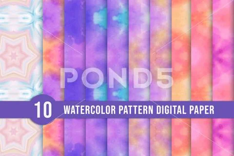 Abstract and bright watercolor background pattern collection. Endless pattern PSD Template