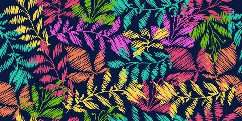 Abstract and Colorful Flower Pattern with Scribble Line Art Style Illustrazione stock
