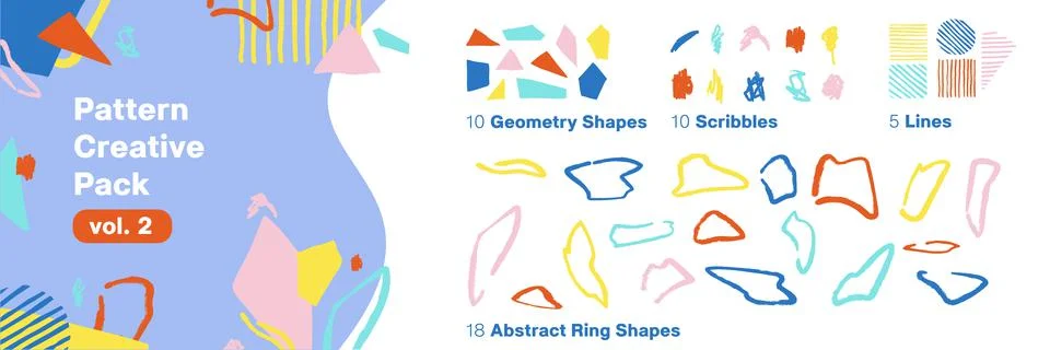 Abstract and Colorful Pattern Scribbles for Aesthetic Background Vector Set Stock Illustration