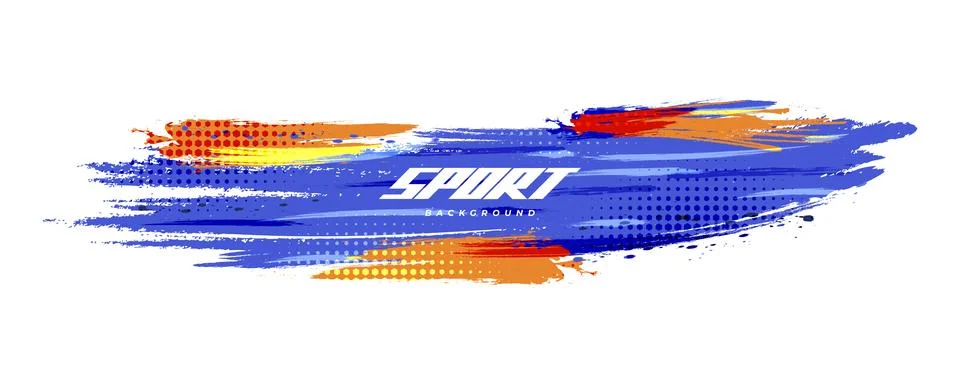 Abstract and Dynamic Brush Background with Halftone Effect Stock Illustration