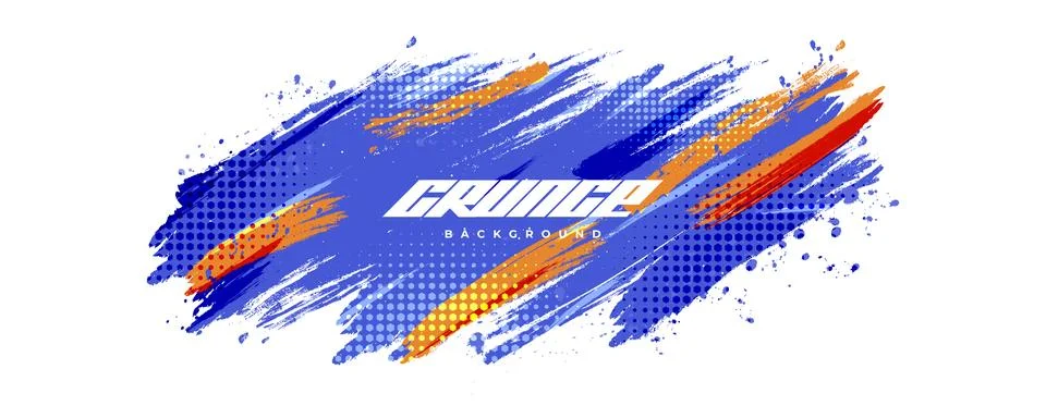 Abstract and Dynamic Brush Background with Halftone Effect Illustrazione stock