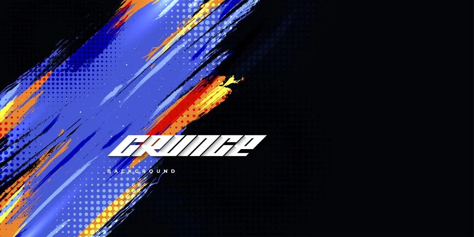 Abstract and Dynamic Brush Background with Halftone Effect Stock Illustration