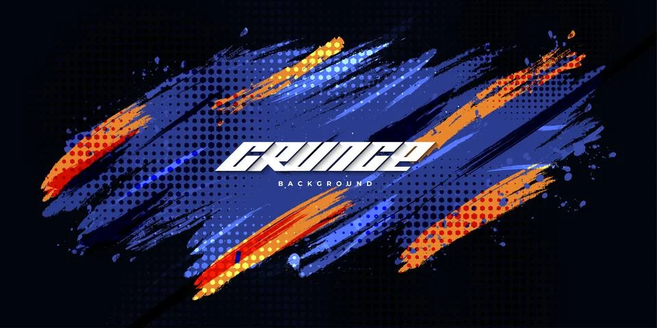 Abstract and Dynamic Brush Background with Halftone Effect Illustrazione stock