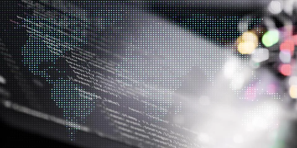 An abstract and high-tech conceptual image representing global digital connec Stock Photos