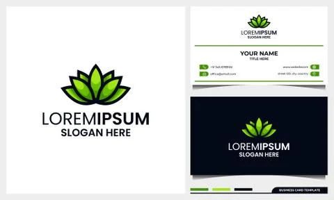 Abstract and modern leaf or leaves logo with business card design template Stock Illustration