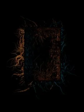 Abstract and predatory dark frame full of tentacles or spikes. Isolate on a Stock Illustration