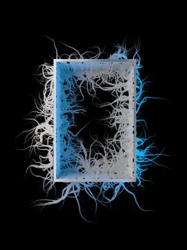 Abstract and predatory white frame full of tentacles or spikes. Isolate on a Stock Illustration
